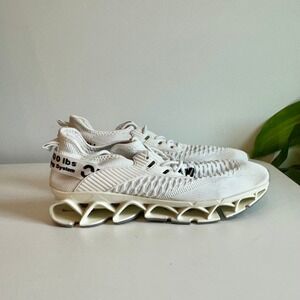 White Knit Mechanical Cushioning Running Sneakers‎ Industrial Size US 10.5 EU 44